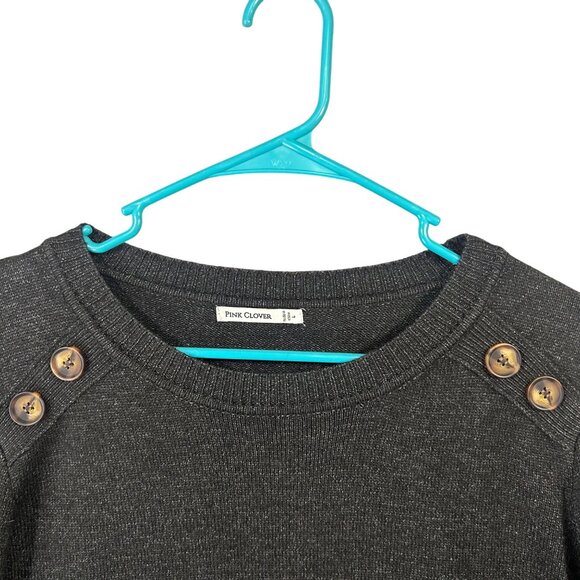 Pink Clover Women's Large Dark Gray Button Detail Knit Sweater EUC - Picture 2 of 10